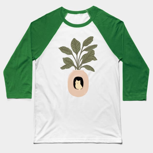 Hidden cat Calathea plants house penthouse Baseball T-Shirt by Chewbarber